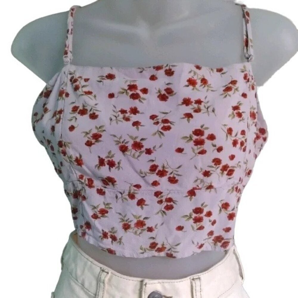American Eagle Pastel Purple Floral Crop Top